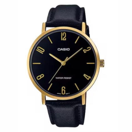 Casio General MTP-VT01GL-1B2 Black Leather Band Men Watch